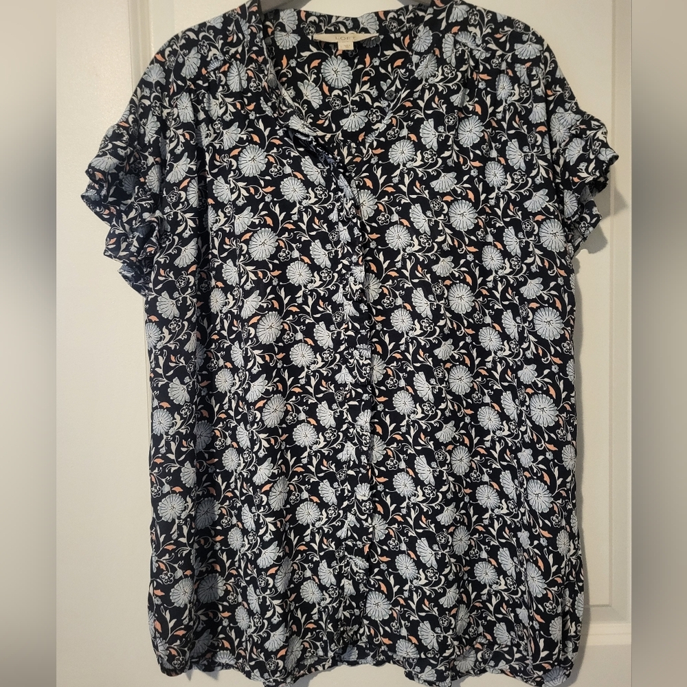 Loft Floral Short Sleeve Blouse